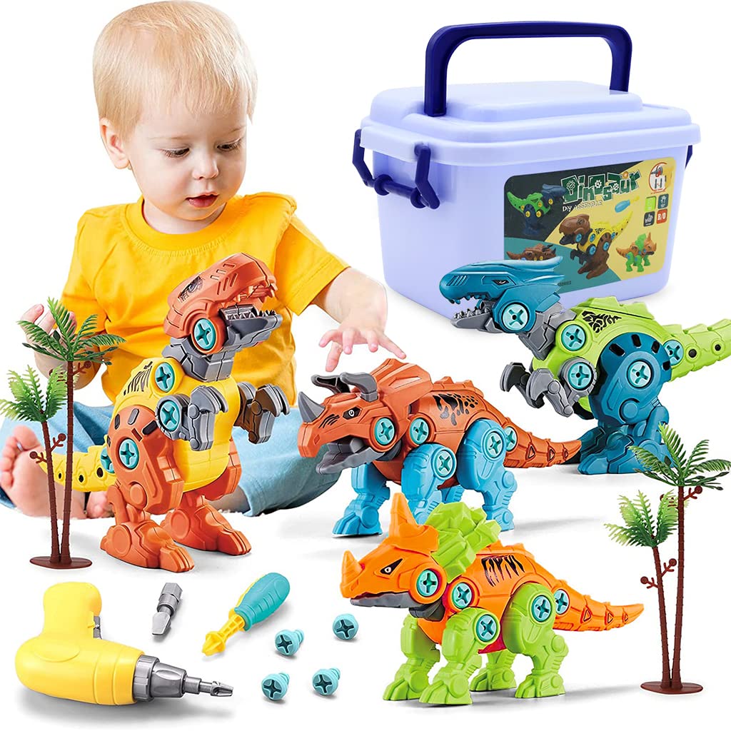 PATPAT Dinosaur Toys for Kids, STEM Construction Building Toys for Kids, 4 PCS Dinosaur Toy with Electric Screwdriver & Storage Box, Assembling Building Blocks Birthday Gifts for 3 - 8 Year Old Kids PATPAT Dinosaur Toys for Kids, STEM Construction Building Toys for Kids, 4 PCS Dinosaur Toy with Electric Screwdriver & Storage Box, Assembling Building Blocks Birthday Gifts for 3 - 8 Year Old Kids